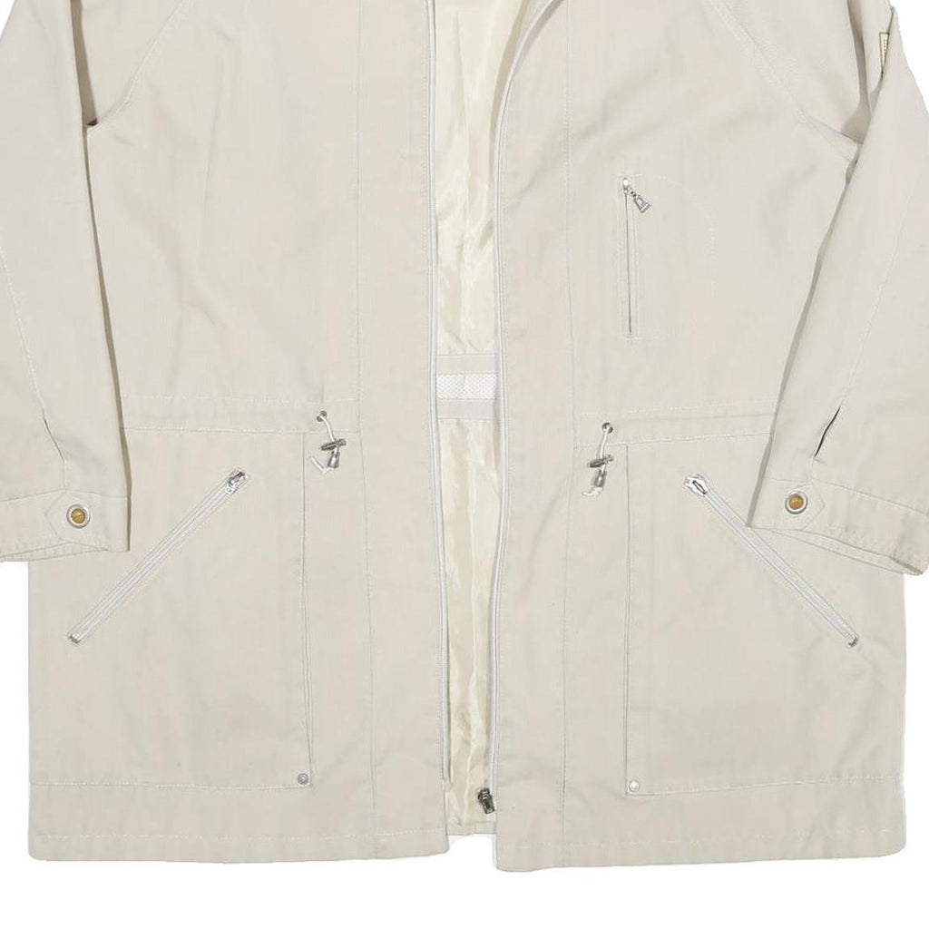 Womens Cream Zip Jacket L Polyester Blend Plain Lightweight Casual Outerwear