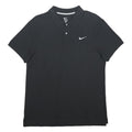 NIKE Mens Black Short Sleeve Plain Polo Shirt L Cotton Classic Casual Sport