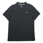 NIKE Mens Black Short Sleeve Plain Polo Shirt L Cotton Classic Casual Sport