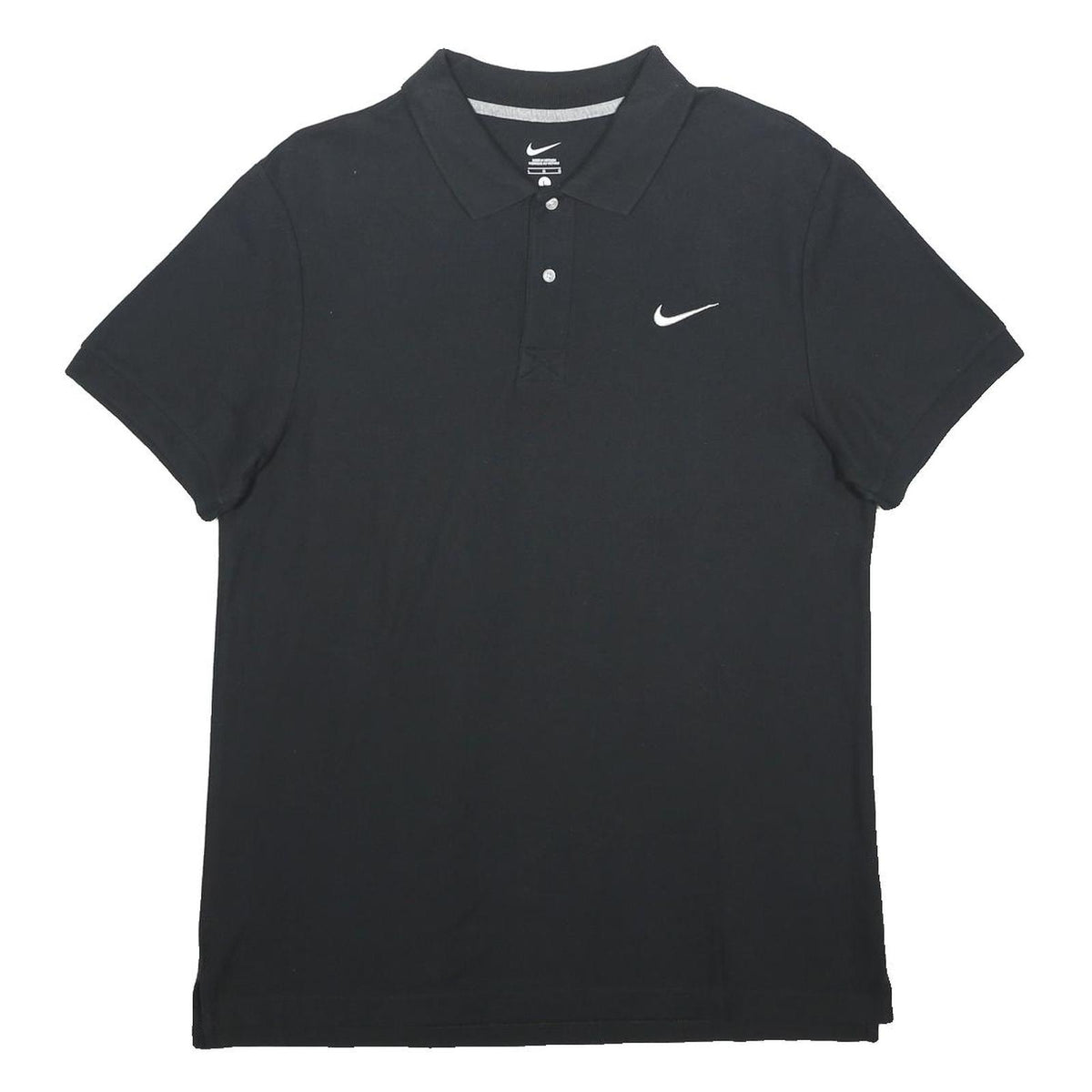 NIKE Mens Black Short Sleeve Plain Polo Shirt L Cotton Classic Casual Sport
