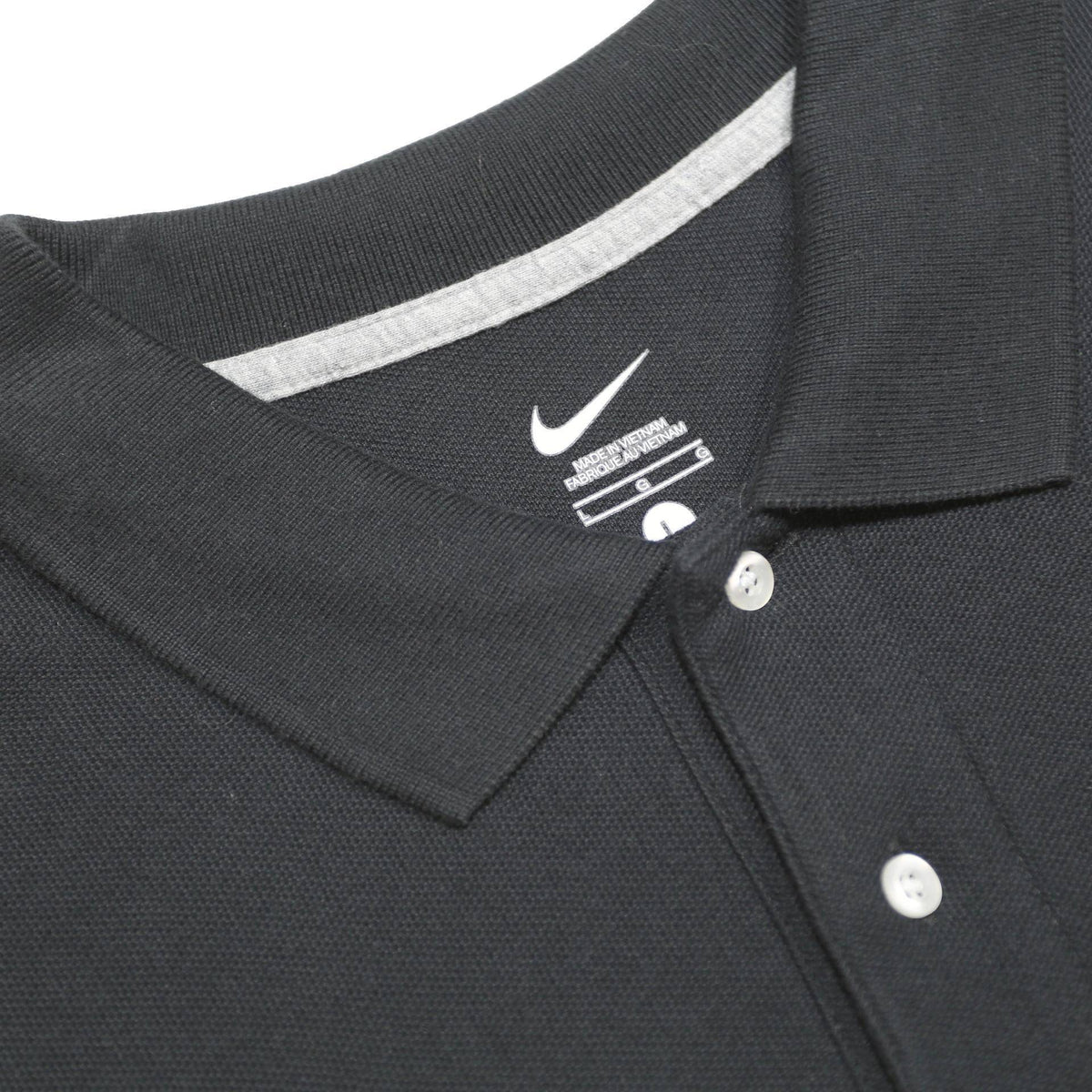 NIKE Mens Black Short Sleeve Plain Polo Shirt L Cotton Classic Casual Sport