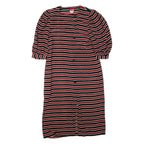 Womens Day Dress Red Striped Short Sleeve Knee Length M