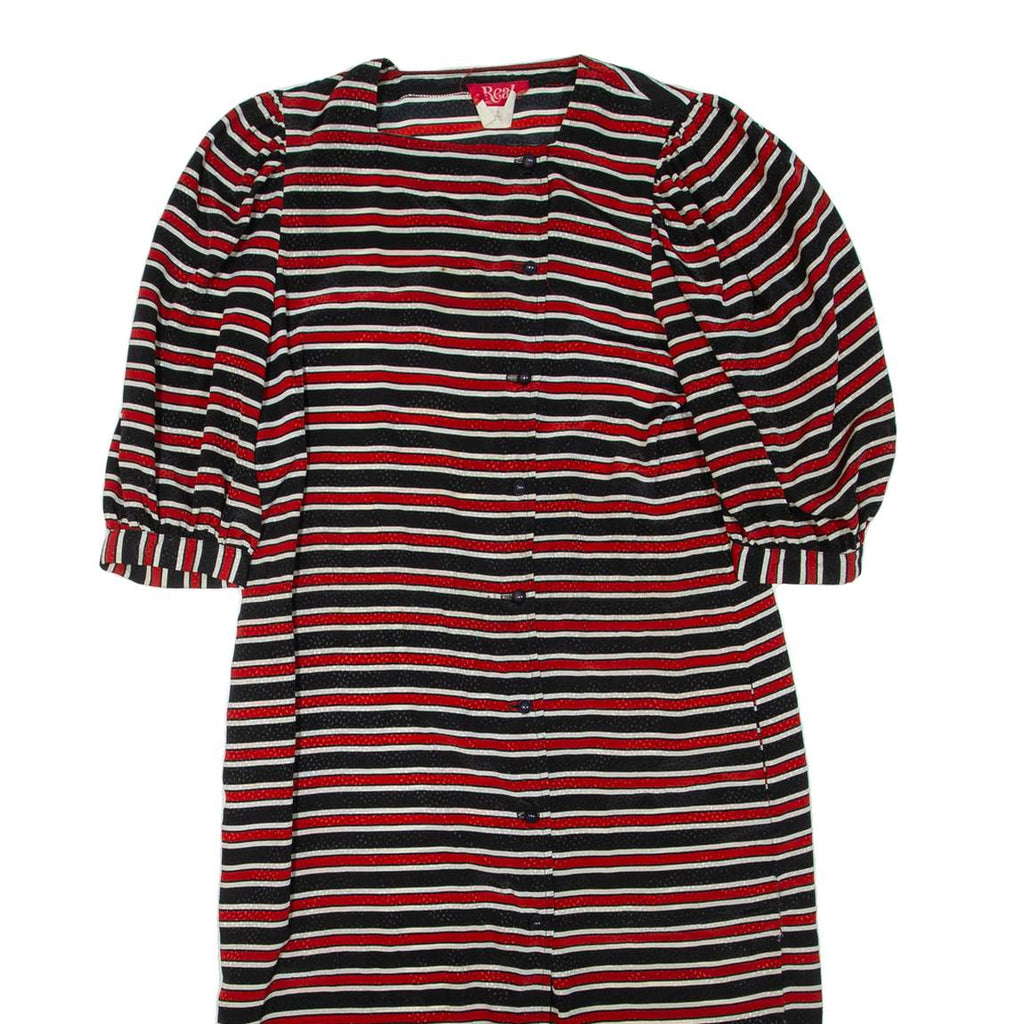 Womens Day Dress Red Striped Short Sleeve Knee Length M