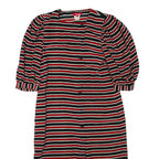 Womens Day Dress Red Striped Short Sleeve Knee Length M