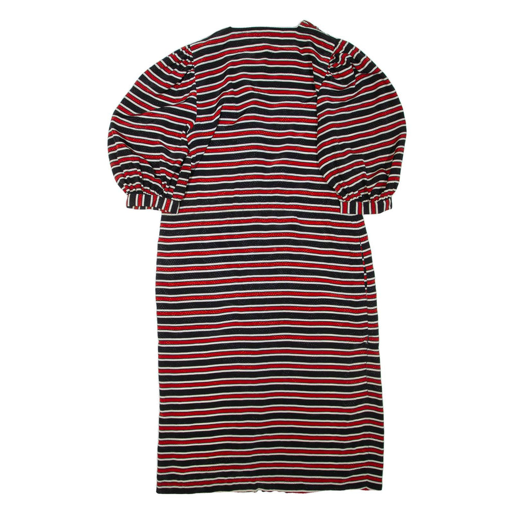 Womens Day Dress Red Striped Short Sleeve Knee Length M