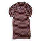 Womens Day Dress Red Striped Short Sleeve Knee Length M
