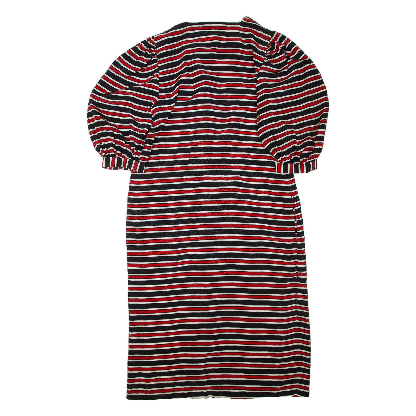 Womens Day Dress Red Striped Short Sleeve Knee Length M