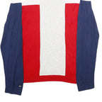 TOMMY HILFIGER Womens White & Red & Blue Plain Cotton Jumper Crew Neck XL