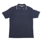 KAPPA Mens Navy Blue Short Sleeve Plain Polo Shirt L Casual Cotton Blend