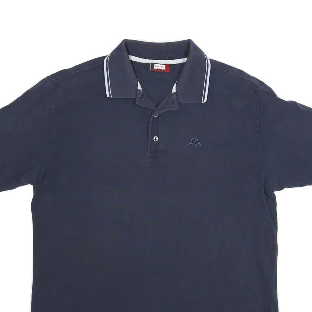 KAPPA Mens Navy Blue Short Sleeve Plain Polo Shirt L Casual Cotton Blend