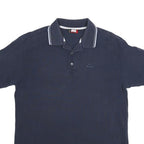KAPPA Mens Navy Blue Short Sleeve Plain Polo Shirt L Casual Cotton Blend