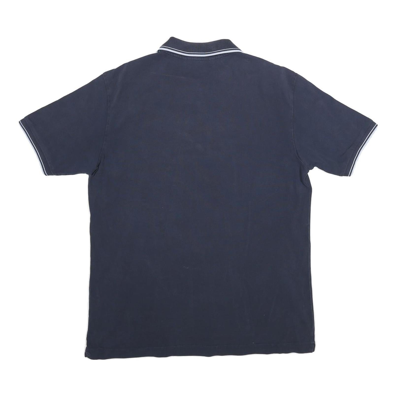 KAPPA Mens Navy Blue Short Sleeve Plain Polo Shirt L Casual Cotton Blend