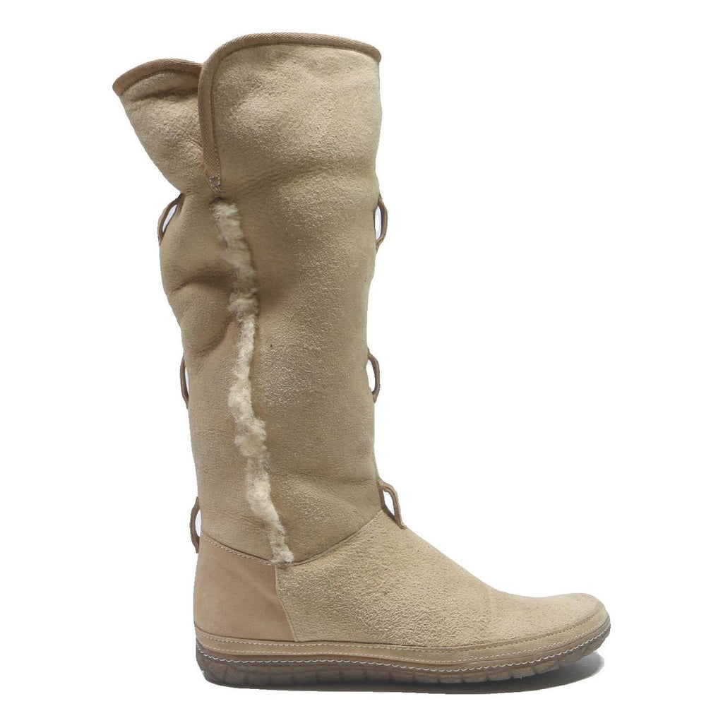 CLARKS Womens Beige Synthetic Tall Boots UK 6 Comfortable Warm Casual