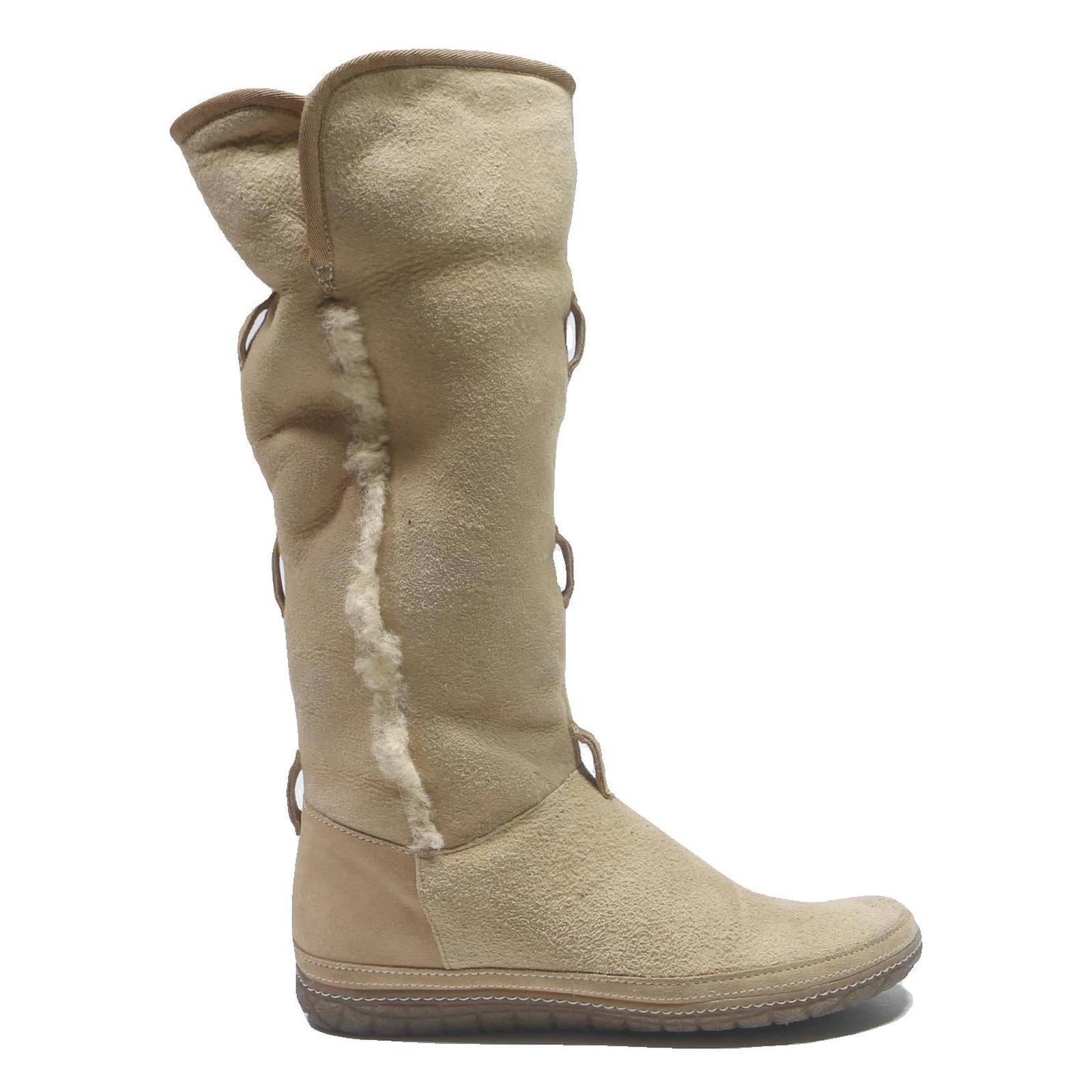 CLARKS Womens Beige Synthetic Tall Boots UK 6 Comfortable Warm Casual
