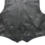 CASUCCI Mens Black Leather Waistcoat L Leather Plain Button Closure Stylish