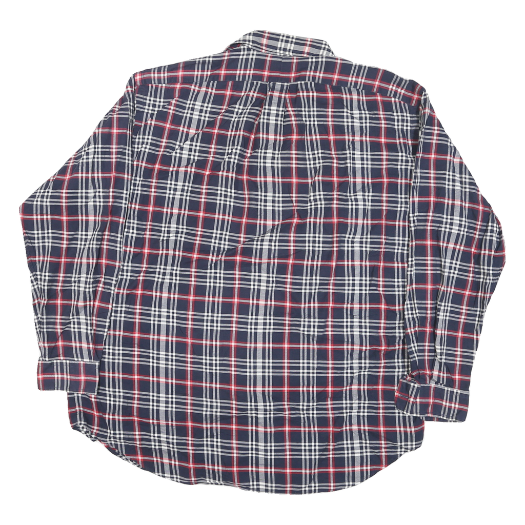 RALPH LAUREN Mens Blue White & Red Checked Shirt L Classic Cotton Blend Long