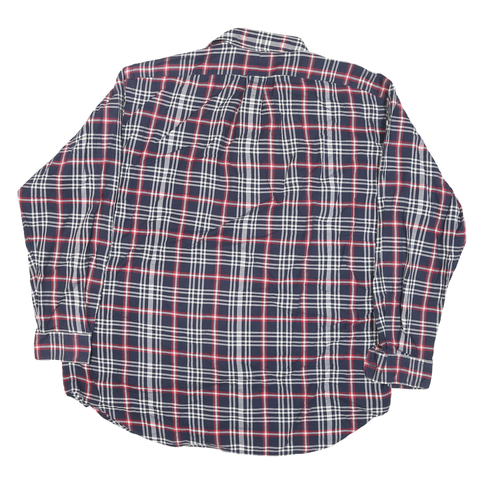 RALPH LAUREN Mens Blue White & Red Checked Shirt L Classic Cotton Blend Long