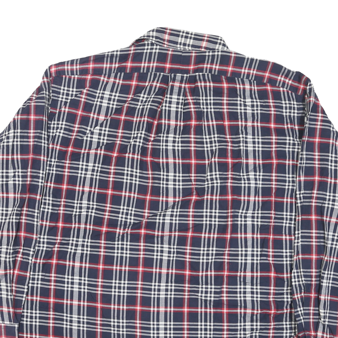 RALPH LAUREN Mens Blue White & Red Checked Shirt L Classic Cotton Blend Long