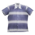 TOP SHIRT Mens Blue & White Striped Short Sleeve Shirt M Cotton Casual