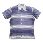 TOP SHIRT Mens Blue & White Striped Short Sleeve Shirt M Cotton Casual