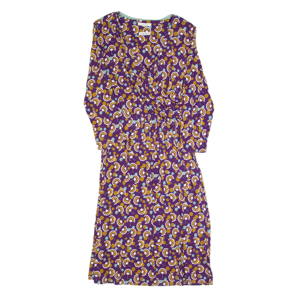 WHITE STUFF Womens Fit & Flare Dress Purple Crazy Pattern Midi UK 10