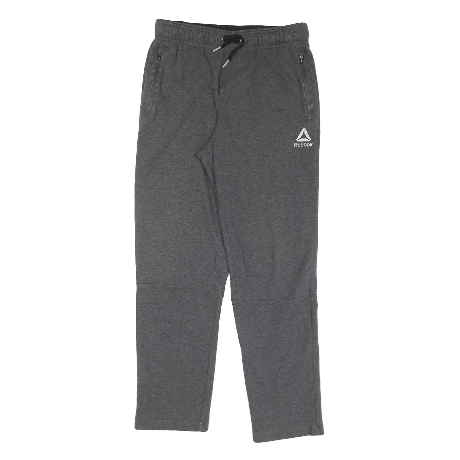 REEBOK Mens Joggers Grey S W28 L28 Cotton Slim Tapered Fit Casual Sportswear