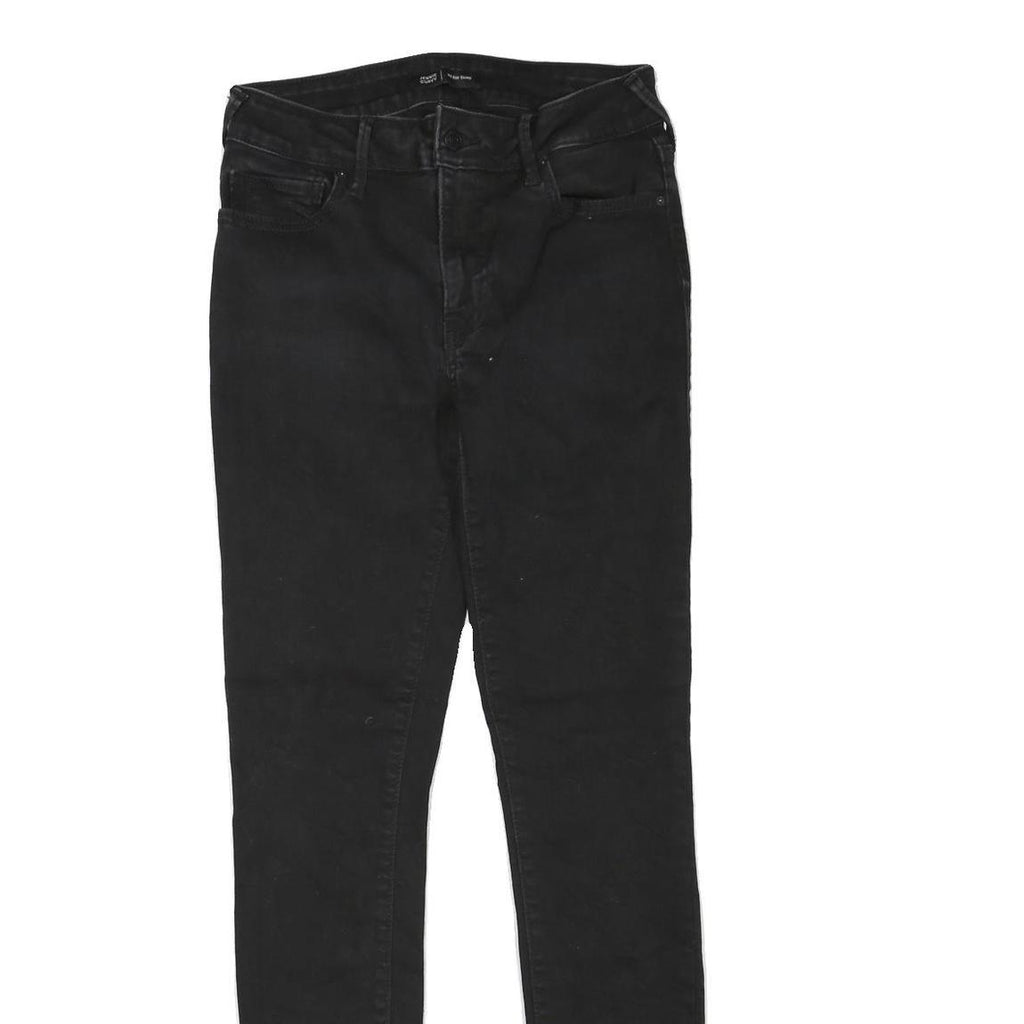 TRUE RELIGION Womens Jeans Black Regular Skinny Denim Raw W27 L28 Distressed Hem