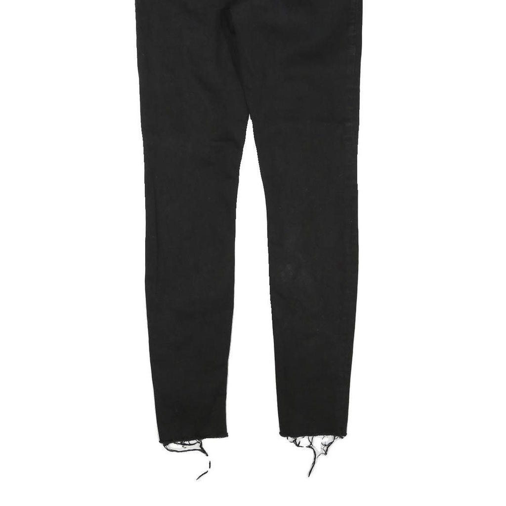 TRUE RELIGION Womens Jeans Black Regular Skinny Denim Raw W27 L28 Distressed Hem