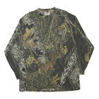 MOSSY OAK Mens Green & Brown Camo Long Sleeve Crew Neck T-Shirt L Cotton Blend