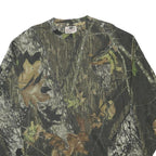 MOSSY OAK Mens Green & Brown Camo Long Sleeve Crew Neck T-Shirt L Cotton Blend
