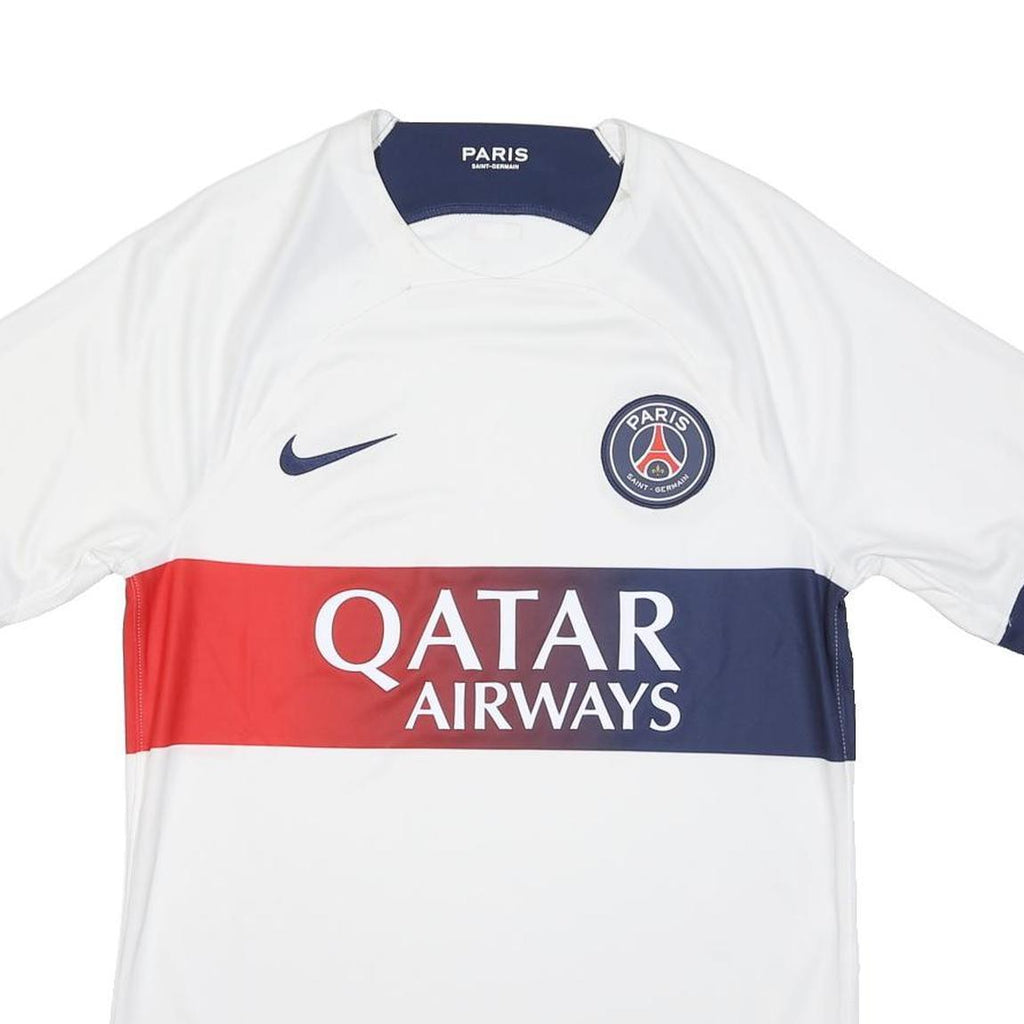 NIKE Mens White Paris Saint-Germain Football Shirt S Short Sleeve Crew Neck