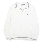 NAUTICA Mens White Pullover Plain Crew Neck Basic Knit Jumper XL Cotton