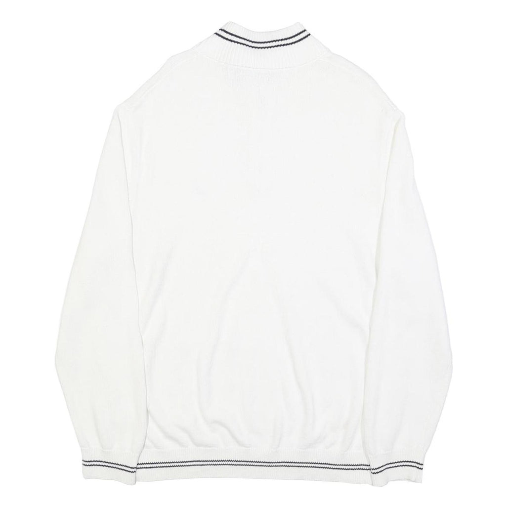 NAUTICA Mens White Pullover Plain Crew Neck Basic Knit Jumper XL Cotton