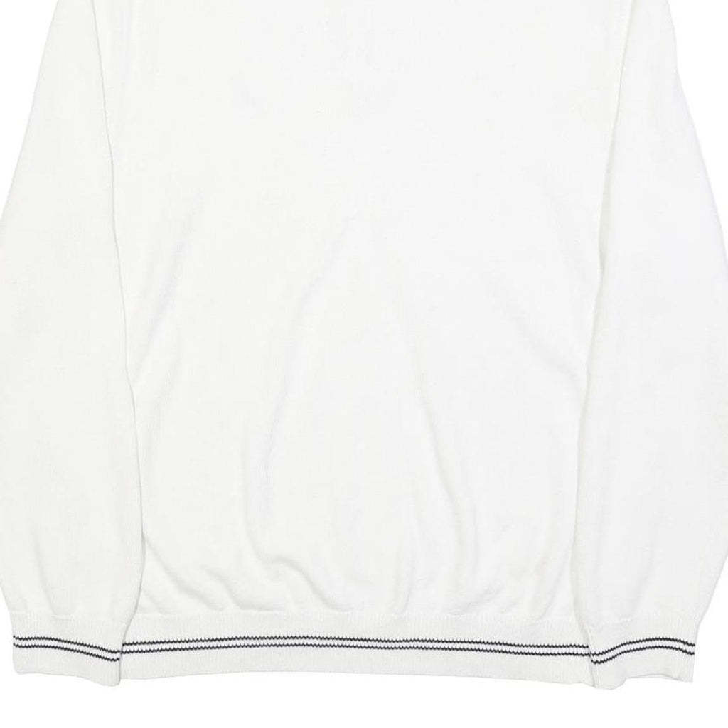 NAUTICA Mens White Pullover Plain Crew Neck Basic Knit Jumper XL Cotton