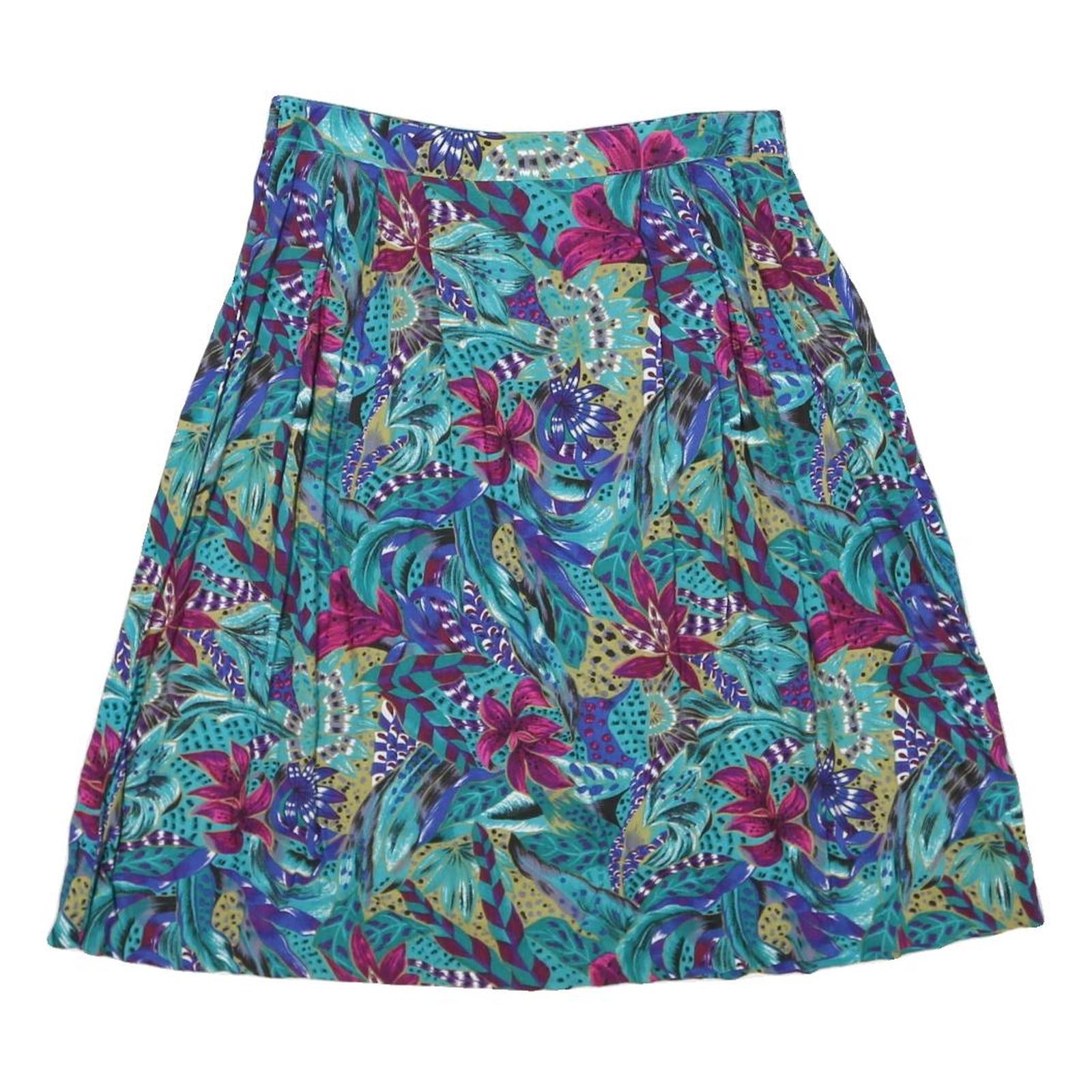 SAG HARBOR Womens Blue Floral Pleated Midi Rayon Skirt L Summer Casual