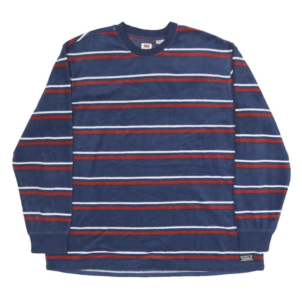 LEVI'S Mens Blue & Red Patterned Jumper Crew Neck Basic Knit L Comfortable