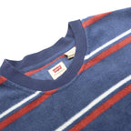 LEVI'S Mens Blue & Red Patterned Jumper Crew Neck Basic Knit L Comfortable