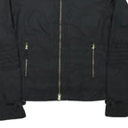 NIKE Girls Black Zip Up Sports Polyester Blend Jacket L Plain Lightweight