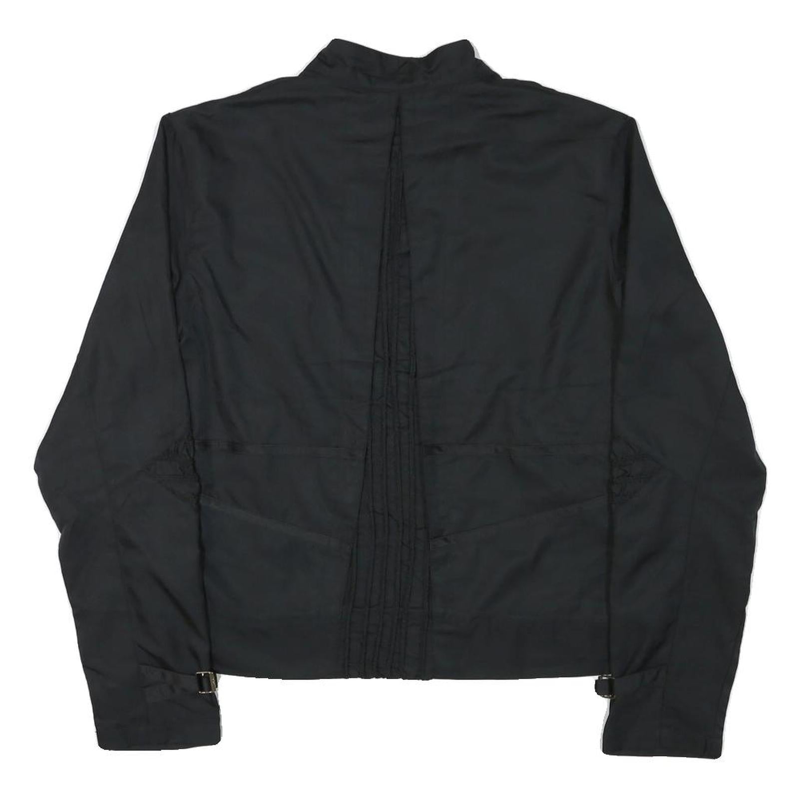 NIKE Girls Black Zip Up Sports Polyester Blend Jacket L Plain Lightweight