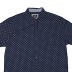 LEE Mens Navy Blue & Red Patterned Cotton Blend Shirt 2XL Short Sleeve Button