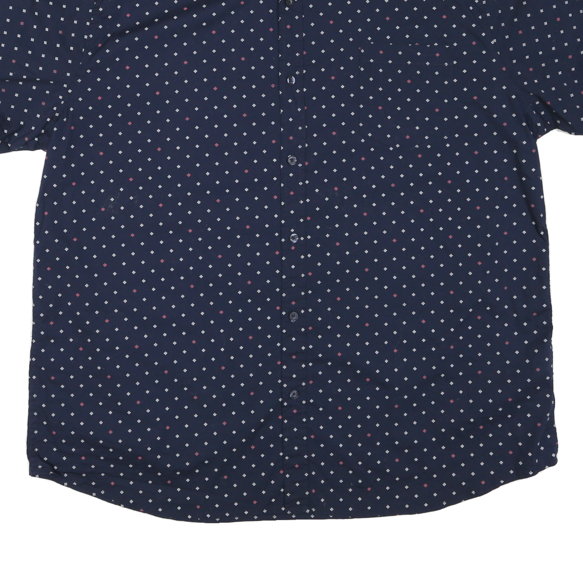 LEE Mens Navy Blue & Red Patterned Cotton Blend Shirt 2XL Short Sleeve Button