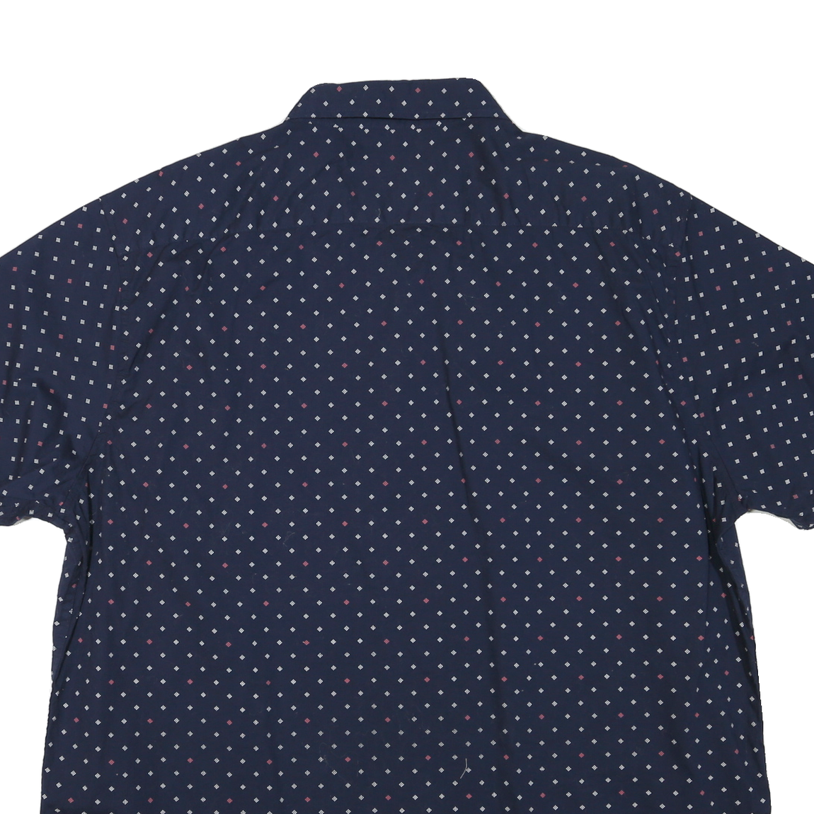 LEE Mens Navy Blue & Red Patterned Cotton Blend Shirt 2XL Short Sleeve Button