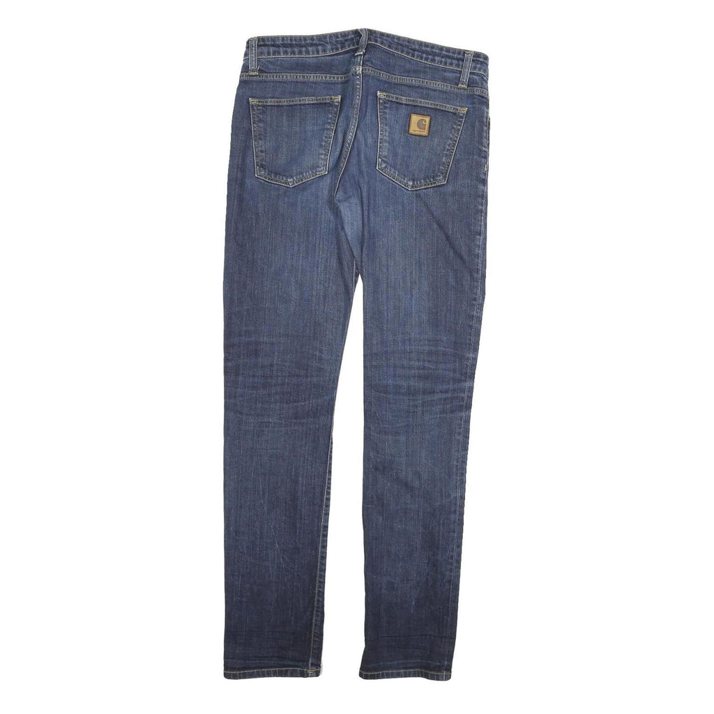 CARHARTT Mens Slim Blue Denim Jeans W29 L32 Cotton Blend Zip Plain Pocket