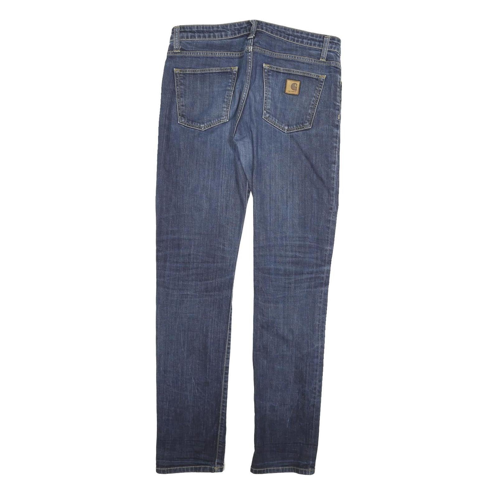 CARHARTT Mens Slim Blue Denim Jeans W29 L32 Cotton Blend Zip Plain Pocket