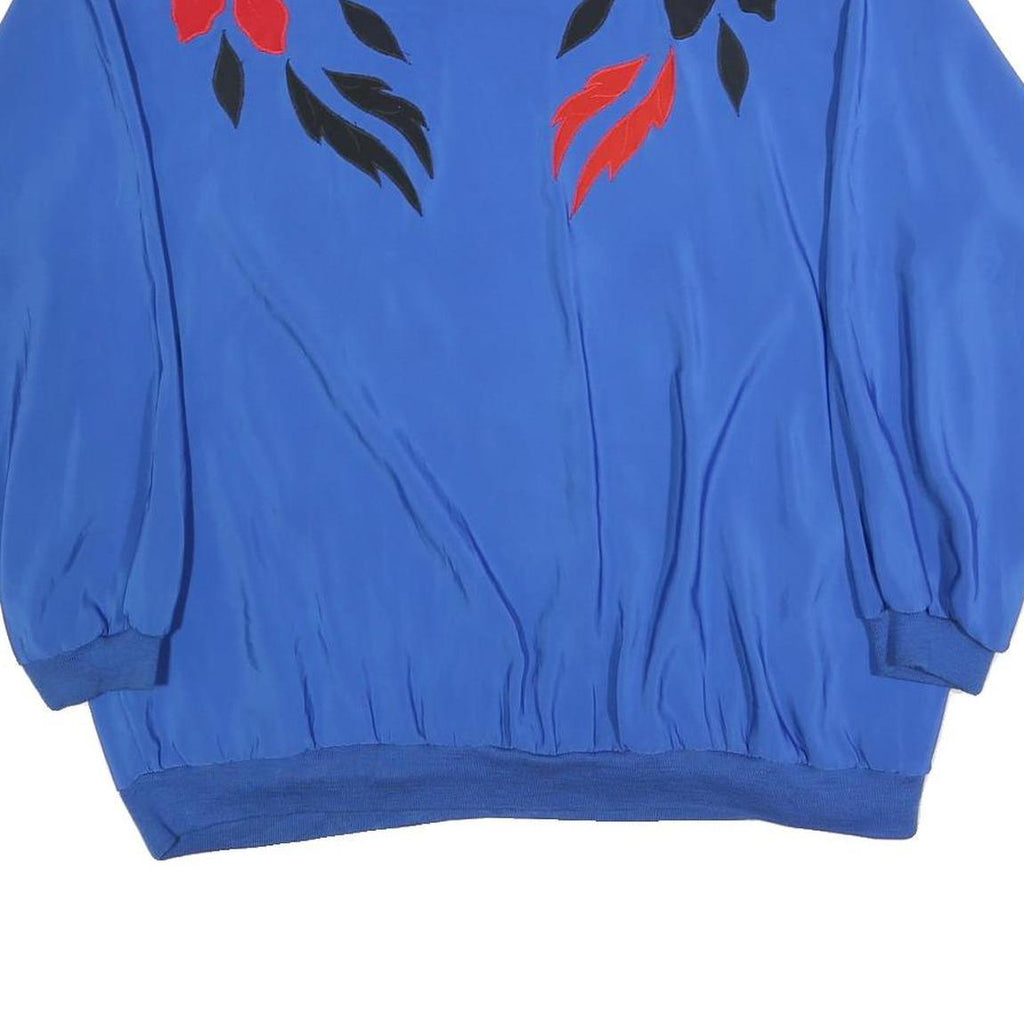 LADY JOYCE Womens Blue Red & Black Printed Top Long Sleeve Round Neck XL