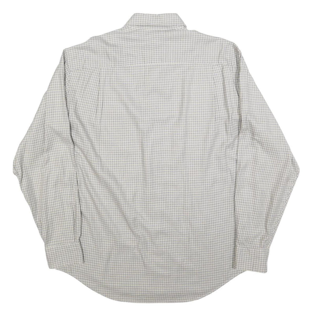 NAUTICA Mens White & Grey Checked Cotton Blend Shirt M Classic Button-Up