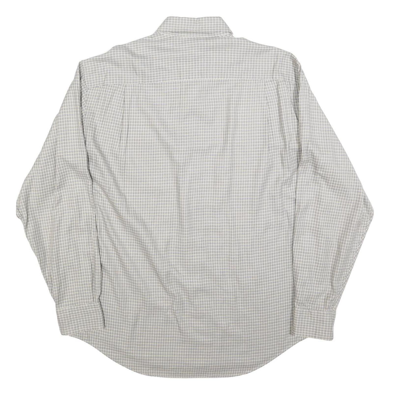NAUTICA Mens White & Grey Checked Cotton Blend Shirt M Classic Button-Up