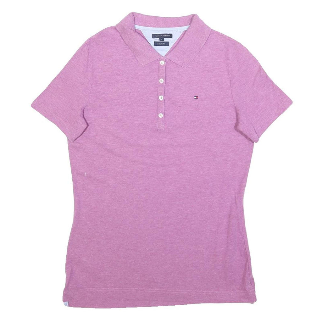 TOMMY HILFIGER Womens Pink Short Sleeve Plain Polo Shirt M Classic Fit