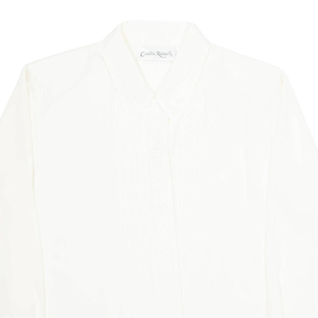 CLAUDIA RICHARD Womens Blouse Shirt Cream Collared Long Sleeve 90s L