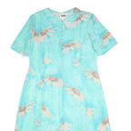 TULLO Womens Blue Floral Day Dress Woven Short Sleeve Knee Length XL Button